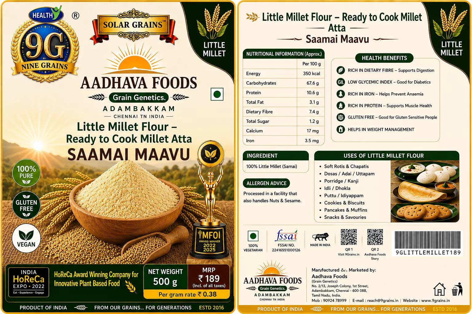 Small Millet Flour (Samai Maavu/Atta)