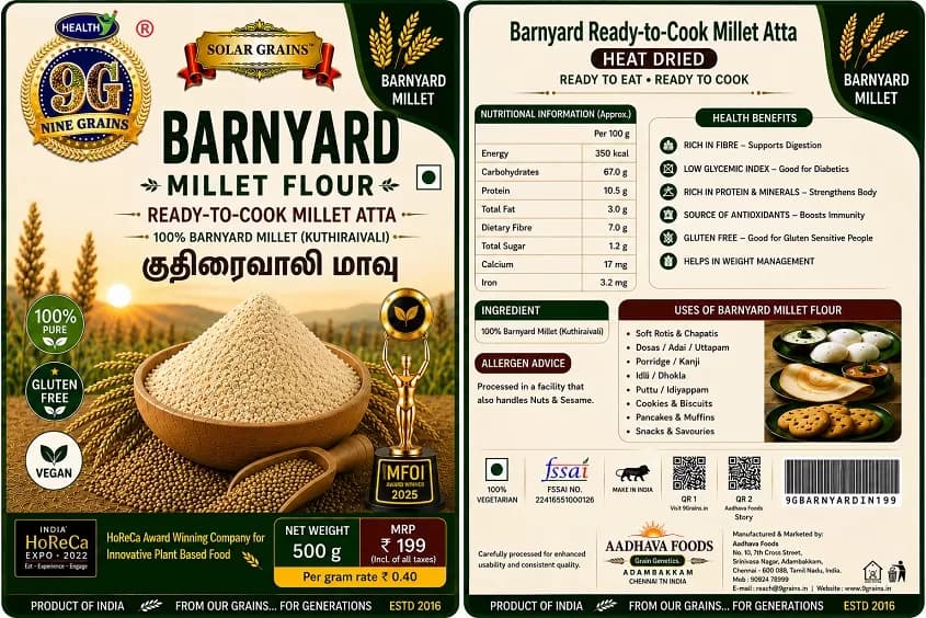 Barnyard Millet Flour (Kuthiraivali  Maavu -Atta)